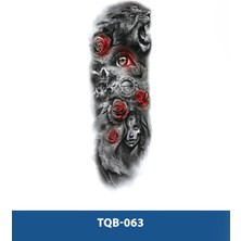 Tattoo TQB-063 Aslan Gül ve Rahibe Desen Geçici Kol Dövmesi-Tatto