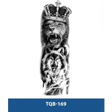 Tattoo TQB-169 Kral Aslan ve Kurt Desen Geçici Kol Dövmesi-Tatto