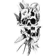 Tattoo XQB-468 Orta Boy Kurukafa Desen Geçici Dövme