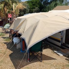 Morilu Gölgelik File Gölgeleme Filesi - 95lik - 5 Metre En Krem - Şeritli Halkalı - Oto Gölgelik Teras Gölgelik