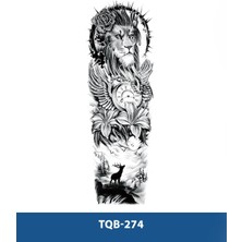Tattoo TQB-274 Aslan Saat ve Geyik Desen Geçici Kol Dövmesi