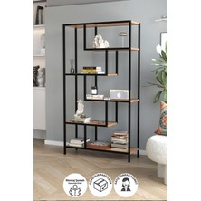 Bofigo 6 Raflı Kitaplık Dekoratif Kitaplık Metal Kitaplık Ofis Kitaplığı Larissa Çam