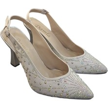 Solmaz Damla Çapraz Bağlı Taşlı Topuklu Ayakkabı