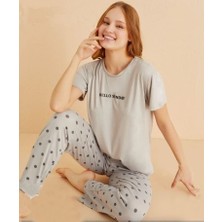 Mihra 50107 Milan Kumaş Sıfır Yaka Pijama Takım
