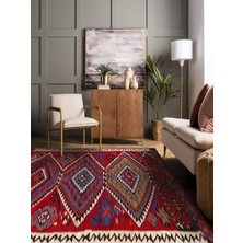 Rug Season Vitage Kültürel Dama Desenli Eskitme Model Dokuma Taban Kilim