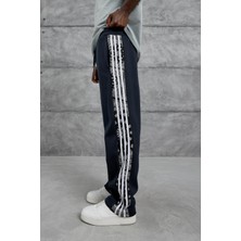 Nomarc Bol Paça Motifli 3 Çizgili Lacivert Eşofman