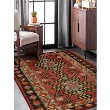 Rug Season Vitage Renkli Geometrik Desenli Model Dokuma Taban Kilim