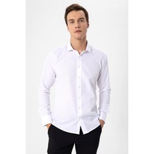 Süvari Slim Fit Mikro Desenli Kolay Ütü Teri Emen Nefes Alan Kravat Yaka Dört Mevsim Erkek Gömlek