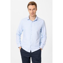 Süvari Slim Fit Mikro Desenli Kolay Ütü Teri Emen Nefes Alan Kravat Yaka Dört Mevsim Erkek Gömlek