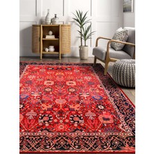 Rug Season Kırmızı Desenli Etnik Eskitme Model Dokuma Taban Kilim