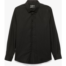 Slim Fit Yarım Italyan Yaka Uzun Kollu Gömlek