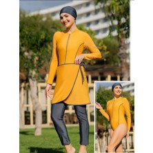 Ruko 2414-1 Fermuarlı Parçalı Yarı Kapalı – 3’lü Set Lycra Tesettür Mayo