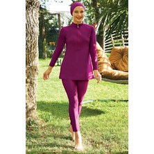 Ruko 2413-2 Fermuarlı 3'lü Takım Lycra Kumaş Tesettür Mayo