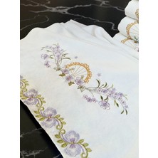 50X90 cm Nakışlı Kadife 6lı El Havlusu | Yüz Havlusu Seti