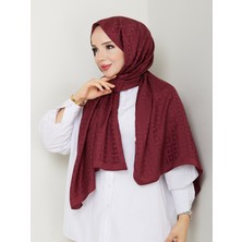 Bordo Jakarlı Şal 75X185 cm