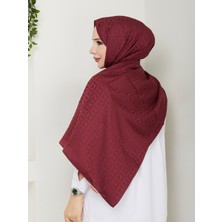 Bordo Jakarlı Şal 75X185 cm
