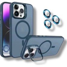 Apple Iphone 15 Pro Max Uyumlu Mat Serisi Standlı Kapak Magsafe Kılıf +Lens Koruma .