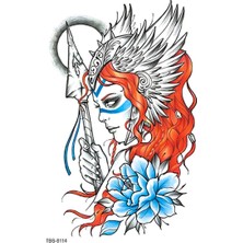 Tattoo TBS-8114 Orta Boy Savaşcı Kadın Desen Renkli Geçici Dövme