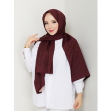 Bordo Leopar Jakarlı Şal – 75X185 cm