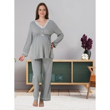 Dvina Effortt Lohusa Pijama Takımı Gri - 3052