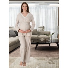 Dvina Effortt Lohusa Pijama Takımı Bej - 3052