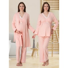 Dvina Effortt Lohusa Sabahlıklı Pijama Takımı Somon - 3054