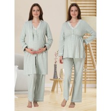 Dvina Effortt Lohusa Sabahlıklı Pijama Takımı Yeşil - 3054