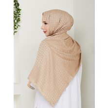 Nomadra Kum Beji Geometrik Desenli Jakarlı Şal – 75X185 cm