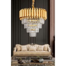 Avizemoda Palmira 45'lik Kristal Taşlı Lüks Avize - (Sarı -Yaldız)