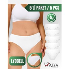 Alya Underwear Kadın Külot, Liyosel Kumaş Külot,  Rahat ve Dayanıklı Kadın Iç Çamaşırı, Lyocell 5'li Paket - Beyaz, 3xl
