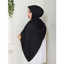 Nomadra Gece Siyahı Zigzag Jakarlı Şal – 75X185 cm
