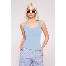 Mavi Fitilli Görünümlü Askılı Basic Atlet MG2057