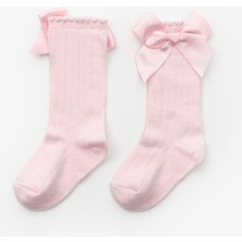 Pembe  Kurdeleli Kız Çocuk Çorap