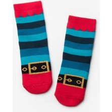 Mavi  Çizgili Kız Çocuk Yılbaşı Çorap