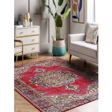 Rug Season Vitage Kırmızı Göbekli Klasik Eskitme Model Dokuma Taban Kilim