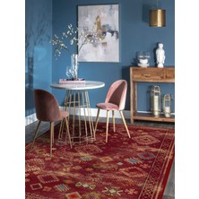 Rug Season Vitage Kırmızı Etnik Desen Eskitme Model Dokuma Taban Kilim