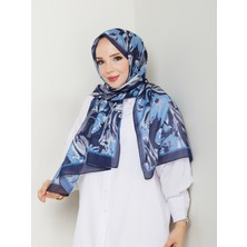 Nomadra Gece Mavisi Fırça Desenli Şal – 75X185 cm