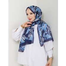 Nomadra Gece Mavisi Fırça Desenli Şal – 75X185 cm