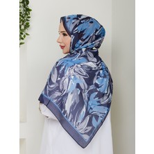 Nomadra Gece Mavisi Fırça Desenli Şal – 75X185 cm