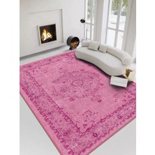 Rug Season Vitage Pembe Etnik Desen Eskitme Model Dokuma Taban Kilim