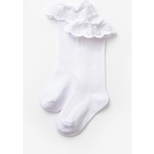 Beyaz  Fistolu Kız Çocuk Çorap