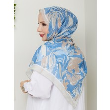 Nomadra Gökyüzü Işıltısı Çiçek Desenli Şal – 75X185 cm