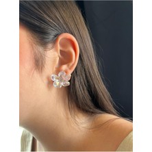 Kadın Küpe Taşlı Çiçek Papatya Trend Küpe