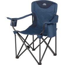 Çelik Katlanır Kamp Sandalyesi XXL King Size – Lacivert, 150 kg Kapasiteli, Güçlü ve Pratik – Buzluk, Termal Bardaklık, Dolgulu Kolçak, Pvc Kaplama, Taşıma Çantası