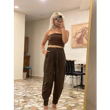 Kadın Yüksek Bel Bağcıklı Pantolon