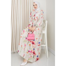 Soren Yarasa Kol Tesettür Elbise 1573 - Ekru