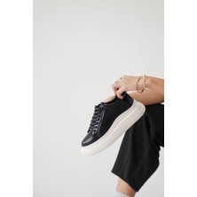 Nitra Premium Kadın Siyah Beyaz Sneaker
