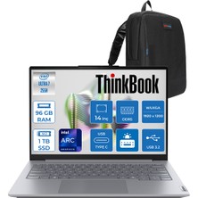 Lenovo Thinkbook 14 G8 Ial Intel Core Ultra 7 255H 96GB Ddr5 1tb SSD Intel Arc 140T 14" Wuxga IPS 300NITS Windows 11 Pro Taşınabilir Bilgisayar 21SJ007BTXH22 + Zettaçanta