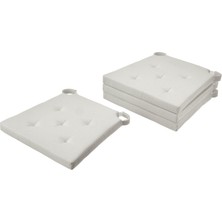 IKEA Justına Sandalye Minderi 42/35X40X4 cm Ekru Çift Taraflı Cırtcırtlı Makinede Yıkanabilir Minder