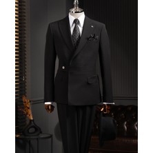 Terzi Adem Altun İtalyan stil slim fit ceket pantalon takım elbise siyah T12067